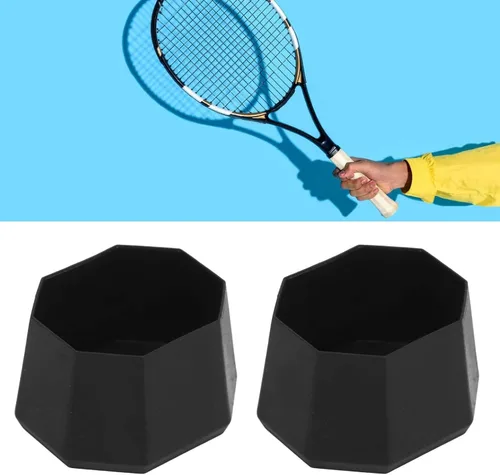 Vista 4 de RiToEasysports Raqueta de tenis, 2 piezas, raqueta de tenis, cubierta final de raqueta de tenis para raqueta de raquetbol, color negro