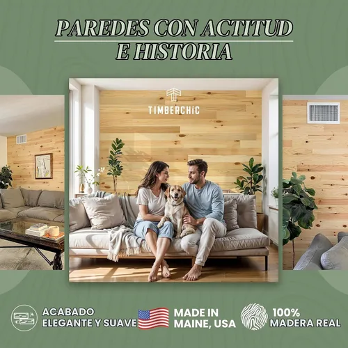 Vista 2 de Timberchic Tablones de pared de madera de pino – Aplicación simple de revestimiento de pared de despegar y pegar para decoración de paredes y Baxter
