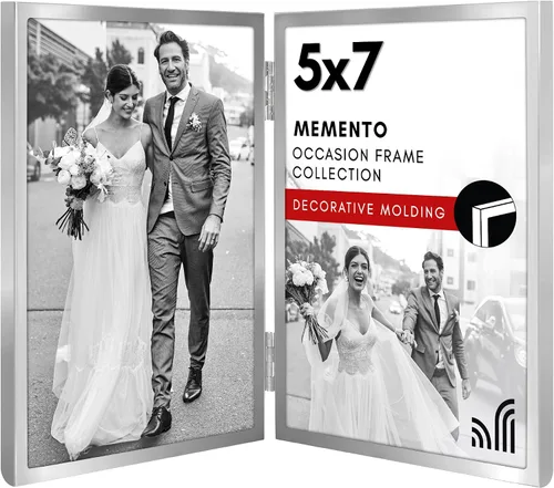 Vista 18 de Americanflat Marco de fotos de metal con bisagras de 4 x 6 pulgadas con vidrio inastillable, moderno marco de fotos de metal que muestra dos fotos
