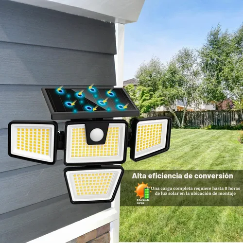 Vista 5 de AmeriTop Luces Solares para Exteriores, Paquete de 2 Luces LED de Alto Brillo Inalámbricas con Sensor de Movimiento Solar; 4 Cabezales Ajustables