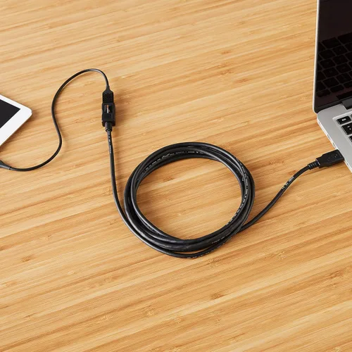 Vista 5 de Amazon Basics Cable de extensión USB-A 2.0, macho a hembra, velocidad de transferencia de 480 Mbps, 6.5 pies, color negro