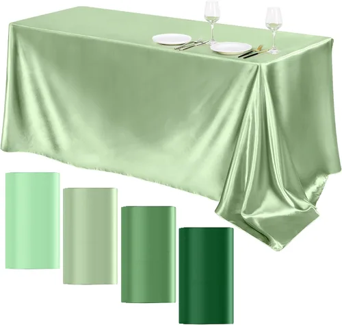 Vista 19 de TURSTIN Paquete de 4 manteles de satén negro de 102 x 58 pulgadas, mantel rectangular de seda brillante, tela suave, decoración de mesa para bodas