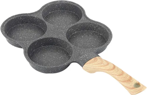 Vista 9 de Yitengteng Sartén profesional de 4 agujeros para el desayuno con 4 orificios, sartén antiadherente para panqueques, sartén para panqueques de 4
