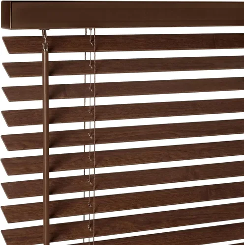 Vista 18 de Persianas de madera real de 2 pulgadas para ventanas de interior, persianas venecianas opacas de madera maciza, tamaño personalizado, color cereza