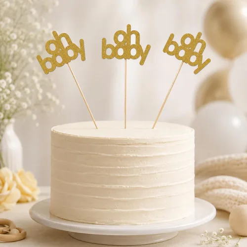 Vista 6 de Gold Oh Baby - Juego de 12 palos de mesa de doble cara para baby shower