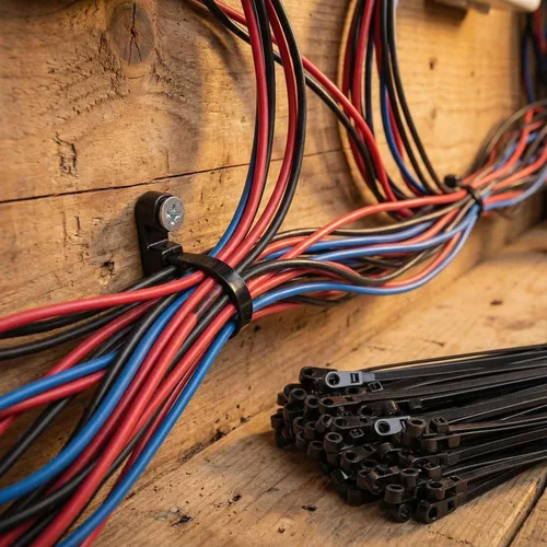 Vista 6 de Bridas para cables con orificios para tornillos, bridas de cremallera negras de 8 pulgadas, resistencia a la tracción de 75 libras, resistente a