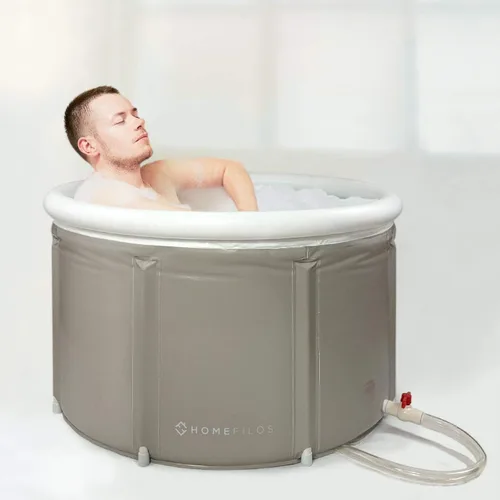 Vista 9 de Bañera Portátil (Pequeña) por Homefilos, Baño de Hielo e Inmersión Fría para Atletas, Tina de Remojo Japonesa Inflable Tamaño Adulto para Cabina