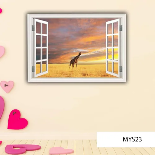 Vista 3 de Giraffe - Adhesivo decorativo para pared, diseño de jirafa en 3D, diseño de jirafa extraíble