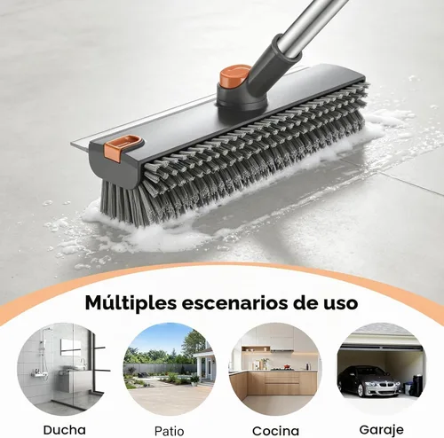 Vista 6 de SetSail Cepillo de limpieza de suelo con raspador y cerdas rígidas, gris