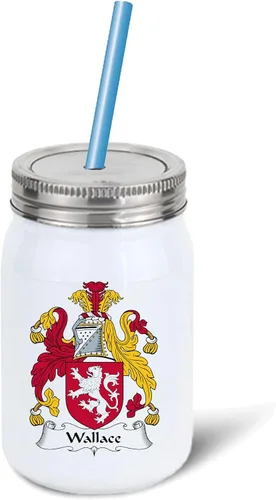 Vista 4 de Wallace Coat of Arms/Wallace Family Crest Taza de cerámica para café/cacao de 11 onzas por Carpe Diem Designs, fabricada en los Estados Unidos