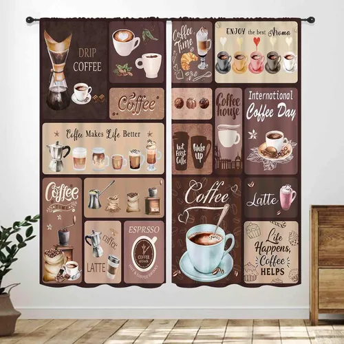 Vista 12 de Cortinas de cocina rústicas, color negro y blanco, tablón de madera con cuchillo y cuchara para barra, bolsillo para barra, tratamiento de ventana