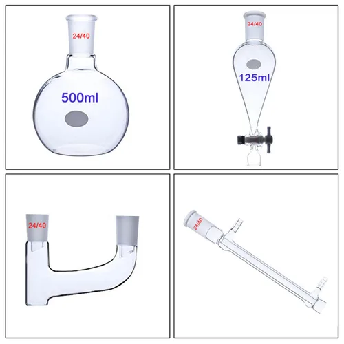 Vista 3 de 25pcs nueva aceite esencial de laboratorio destilación, cristalería de vapor Kits Destilador de agua purificador w/separadores embudo