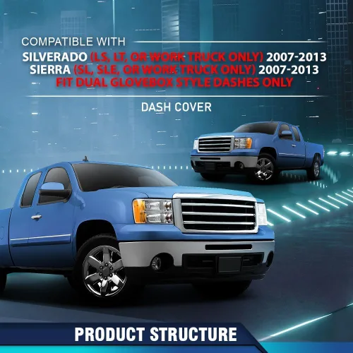 Vista 10 de PIT66 Cubierta para salpicadero, compatible con Chevy Silverado (LS, LT o camión de trabajo solamente), compatible con GMC Sierra 2007-2013