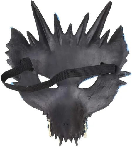 Vista 4 de Ochine Máscara facial de dragón 3D, disfraz de Halloween, máscara de media cara de animales aterradores, fiesta de cosplay para adultos, hombres