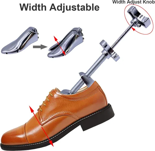Vista 6 de Camilla de zapatos de metal profesional para hombre, talla 5-12 (UE 39-46) Zapatos planos árbol de 2 vías ajustable ancho ancho longitud expansor