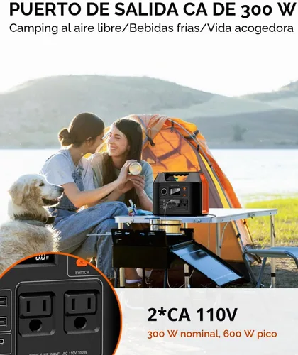 Vista 2 de Generador accionado solar, central eléctrica portátil 300W con el panel Negro y naranja