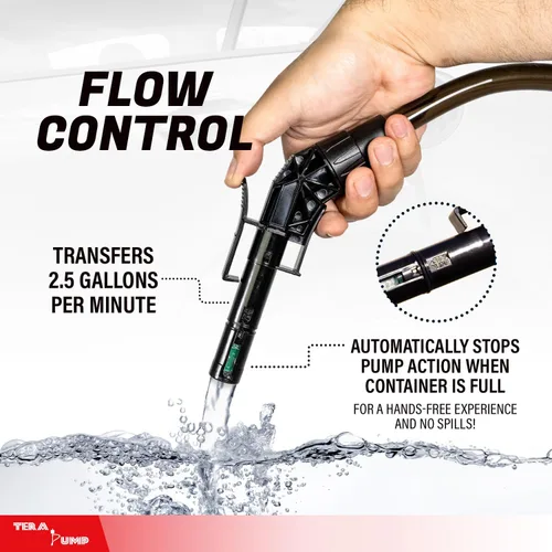 Vista 3 de TERA PUMP TRCDA de 2ª Generación - Bomba de Transferencia de Combustible Portátil con Parada Automática (2.5 Gal/Min) Tubo de Succión Ajustable