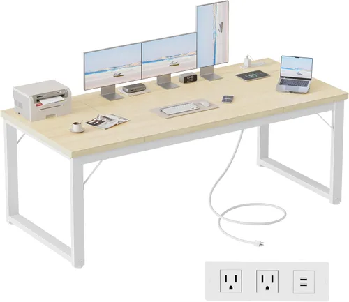 Vista 72 de Mericonia Escritorio para computadora, escritorio de juegos para espacios pequeños, mesa de estilo moderno y simple para oficina en casa, mesa