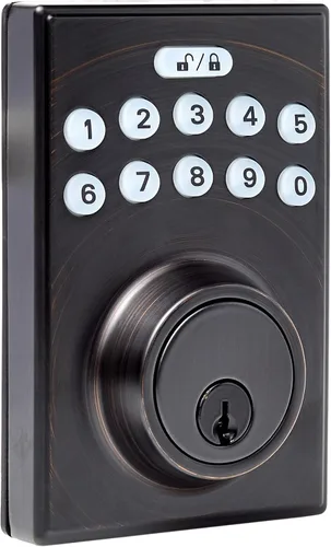 Vista 8 de Amazon Basics Cerradura de Puerta con Pestillo de Seguridad y Teclado Electrónico con Control Táctil sin Llave, Instalación Fácil, Bloqueo