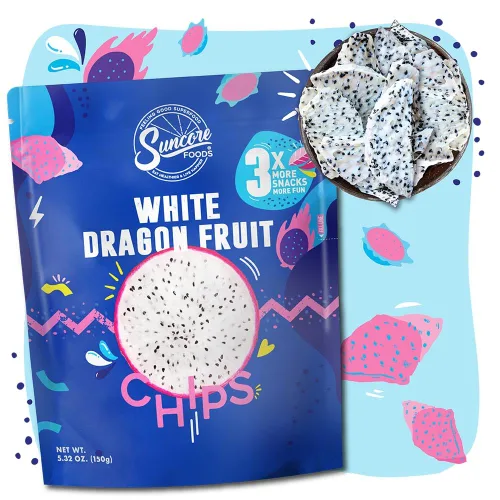 Vista 3 de Suncore Foods White Dragon Fruit Chips - Bocadillo crujiente de Pitaya de 5.32 onzas, sin gluten, sin OMG, vegano, bolsa resellable Freeze-Dried