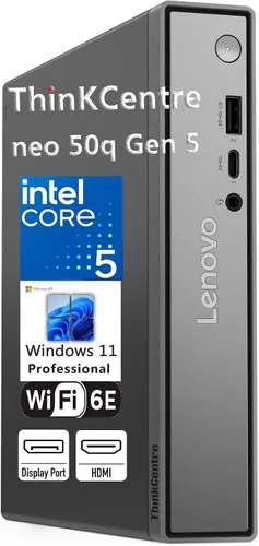 Vista 9 de Lenovo ThinkCentre neo 50q Gen 4 Tiny 1L Computadora de escritorio mini de negocios, Intel 13ª generación de 8 núcleos i5-13420H