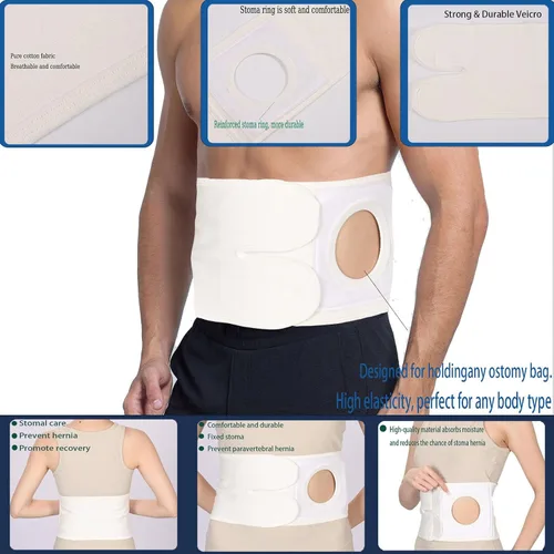 Vista 3 de Cinturón de soporte para ostomía, ajustable para prevenir hernia parastomal para hombres y mujeres Cinturón de soporte abdominal postoperatorio