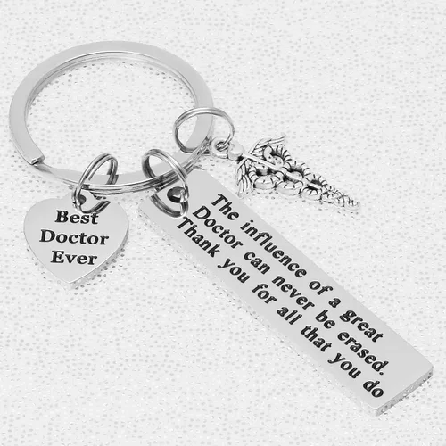 Vista 4 de Kivosliviz Llavero de regalo para hombres, mujeres, médicos, llavero para el día del médico, joyería con dije de Dr