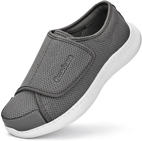 Vista 8 de Zapatos anchos para hombre, fáciles de poner, ajustables, ligeros para diabéticos, edema, juanetes, artritis, pies hinchados, zapatos ampliadores