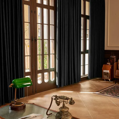 Vista 2 de HUTO Cortinas Plisadas de Pinzas Opacas con Aislamiento Térmico para Oscurecer la Habitación, Panel de Tratamiento de Ventana para Sala de Estar