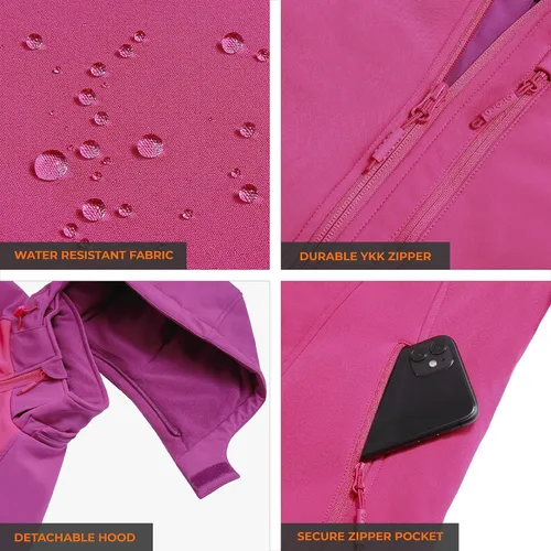 Vista 11 de Ororo - Chaqueta para mujer, calefaccionada y ajustada con capucha desmontable y batería
