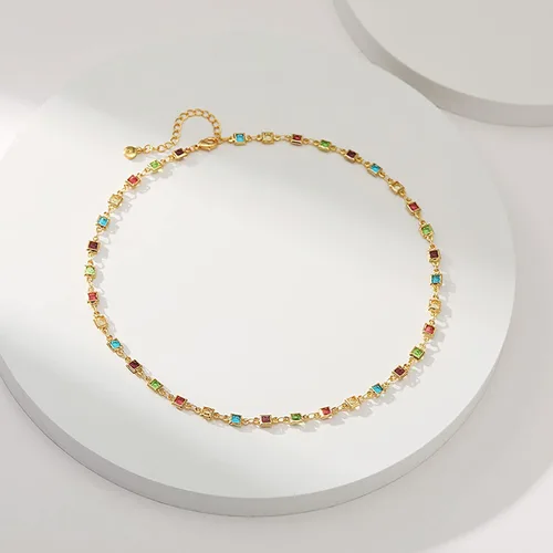 Vista 5 de Gargantilla con cuentas para mujer, chapada en oro de 18 quilates, gargantilla delicada para mujer