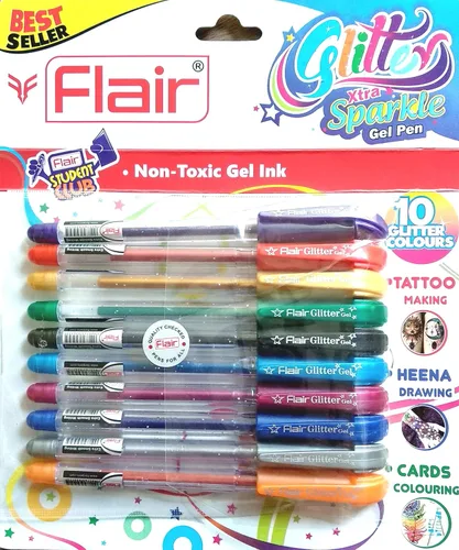 Vista 3 de Xtra Sparkle - Bolígrafo de gel con purpurina de 10 colores Flair
