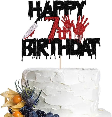 Vista 10 de Killer Happy 13th Birthday - Decoración para tartas con temática de terror de Halloween para fiesta de cumpleaños número 13, con temática de terror