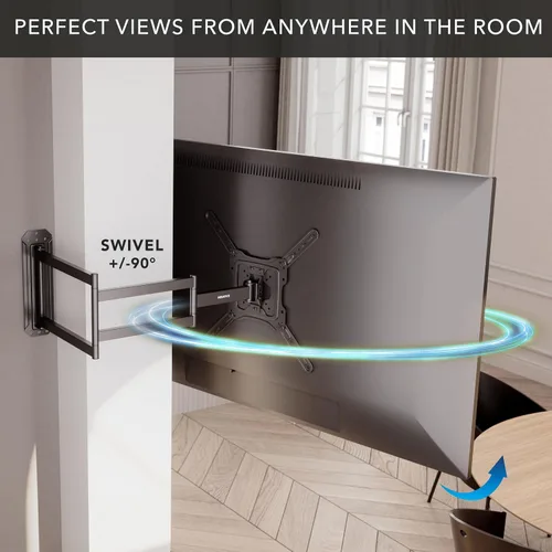 Vista 2 de Mount-It - Soporte de pared para TV de movimiento completo, brazo largo de 37.2 pulgadas de extensión Articulating Swivel Tilt, Steel, Single