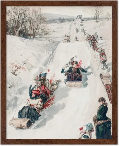 Vista 9 de Poster Master Póster de Navidad vintage, impresión retro de carreras de trineo, arte de pared de invierno, regalo de vacaciones para hombres