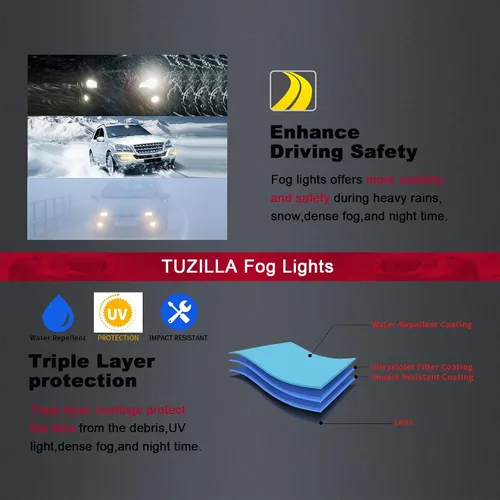 Vista 7 de Luces antiniebla compatibles con BMW 528i 535i 550i xDrive Sedan, ActiveHybrid 2011 2012 2013 5 Sedan F10 F11 5 Series 2 piezas lente transparente