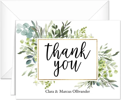 Vista 7 de Tarjetas de agradecimiento personalizadas con flores blancas de oro sintético, 100 tarjetas de agradecimiento modernas con sobres blancos, 4 1/4 x 5