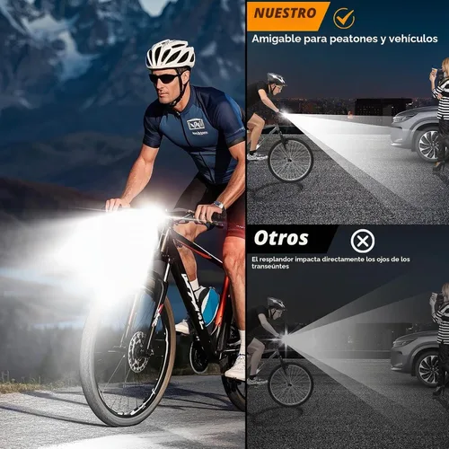 Vista 7 de Bright LED Bike Light for Night Riding,2025 Upgraded Rechargeable Bicycle Lights Set 5 Modes IPX6 Waterproof MTB Off-Road Cycling Commuting