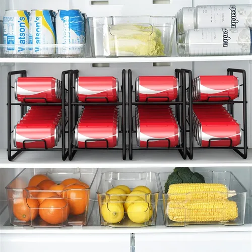 Vista 7 de MOOACE Paquete de 4 Estantes Dispensadores de Latas, Organizador Soporte Apilable de Almacenamiento de Latas para Alimentos Enlatados Gabinete