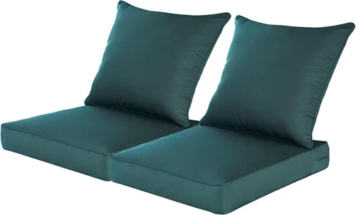Vista 10 de QILLOWAY Juego de cojines de poliéster para sillas de exterior, cojines de exterior para muebles de patio, todo tipo de clima. Gris carbón/negro