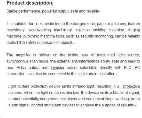 Vista 7 de CGOLDENWALL Cortina de luz de seguridad de seguridad Sensor de pantalla de seguridad Rejilla de seguridad Punzonadora Protector y detección