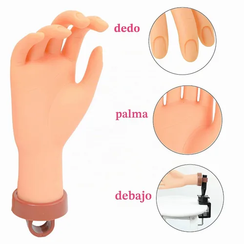 Vista 4 de Mano de práctica de uñas acrílicas, manos de maniquí para práctica de uñas, mano de entrenamiento de uñas postizas para uñas acrílicas, mano