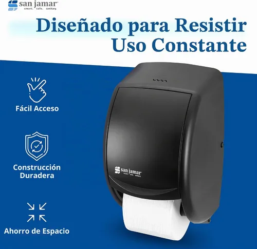 Vista 7 de Dispensador doble de papel de baño estándar San Jamar R3500TBK, color perla negra