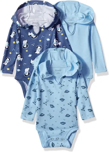 Vista 2 de Hanes Body de manga larga para bebé, sudadera con capucha para niños y niñas, paquete de 3