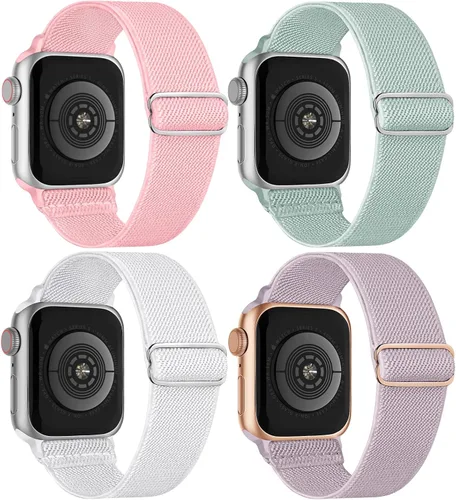 Vista 27 de 4 Pack Stretchy Solo Loop Compatible with Apple Watch Bands Women Men