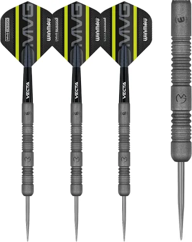 Vista 2 de Winmau Michael Van Gerwen MvG Exact Steel Tip Darts Set - 90% Tungsten Professional Darts - Precision Grip with Prism Alpha Flights & Vecta Shafts