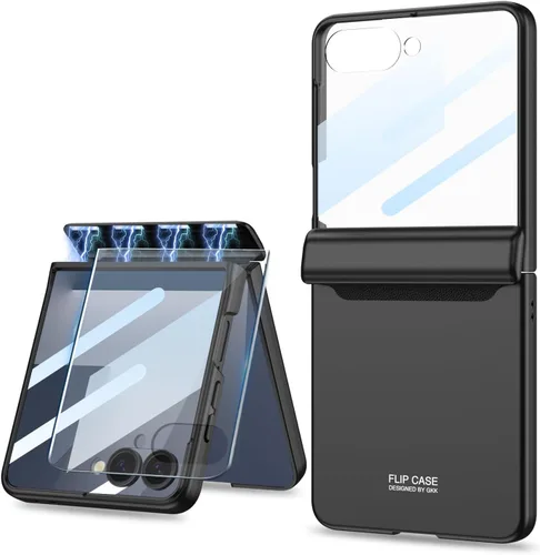 Vista 13 de Protección magnética de bisagra y funda protectora de cámara de lente integrada para Samsung Galaxy Z Flip 4 (negro)