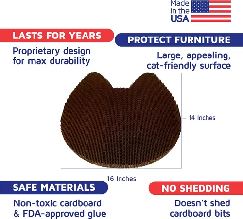 Vista 2 de Rascador para gatos de Americat – Almohadilla rascadora y tumbona de cartón fabricado en Estados Unidos – XL, 2 lados, pesado, sin desprendimiento