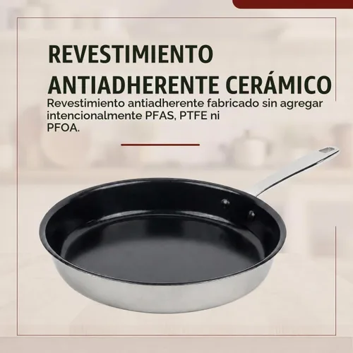 Vista 7 de Alva Maestro sartén antiadherente de acero inoxidable de 8 pulgadas – Hecha sin revestimiento cerámico de PFAS, PFOA y PTFE – Núcleo reforzado