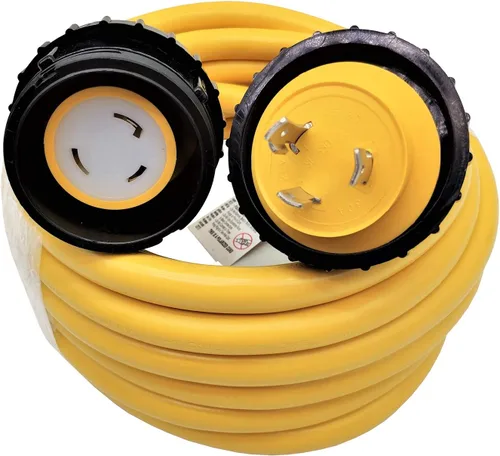 Vista 13 de Parkworld Cable de extensión de alimentación RV Shore, NEMA L5-30 Twist Lock 30A, cable de extensión de barco marino, hembra con collar de sello